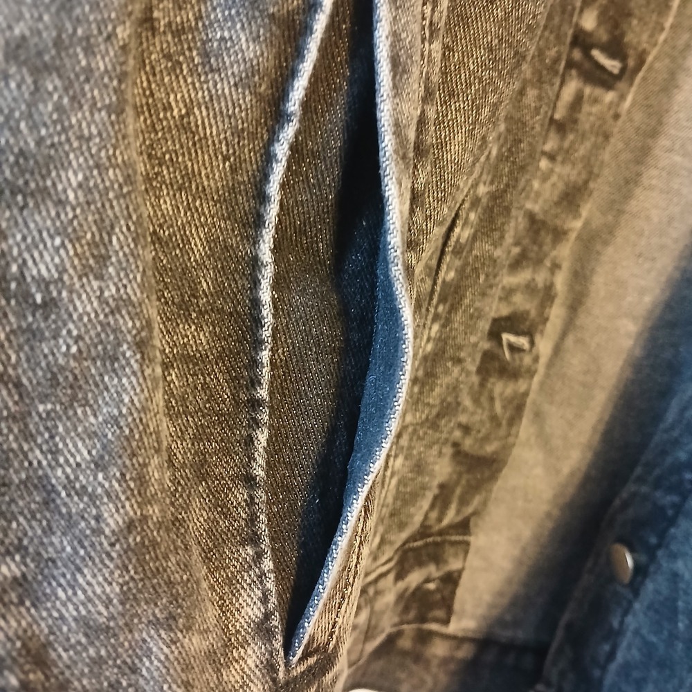 black acid-wash denim Jean  jacket Mens XL Long Sleeve - Picture 5 of 8